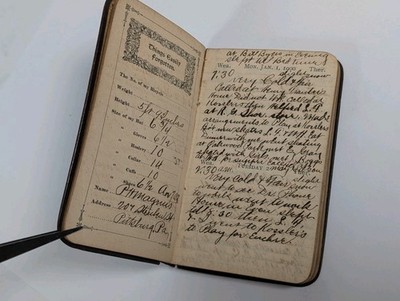 Antique 1900 Hand-Written Journal Diary Book W/ Daily Entries Pittsburgh PA