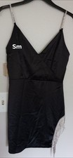 Beautiful Little Black Dress Size Small W/ Bling Shoulder Straps And Left Hip