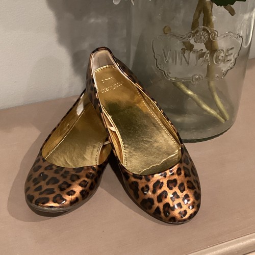 Crewcuts J Crew Girls Ballet Flats Shoes Animal Print Size 1 - Picture 2 of 5