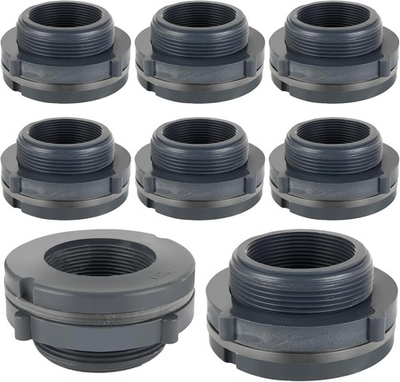 #ad 8PCS 2 Inch PVC Bulkhead Fitting Double Threaded Bulkhead Water Tank Connect... $35.39