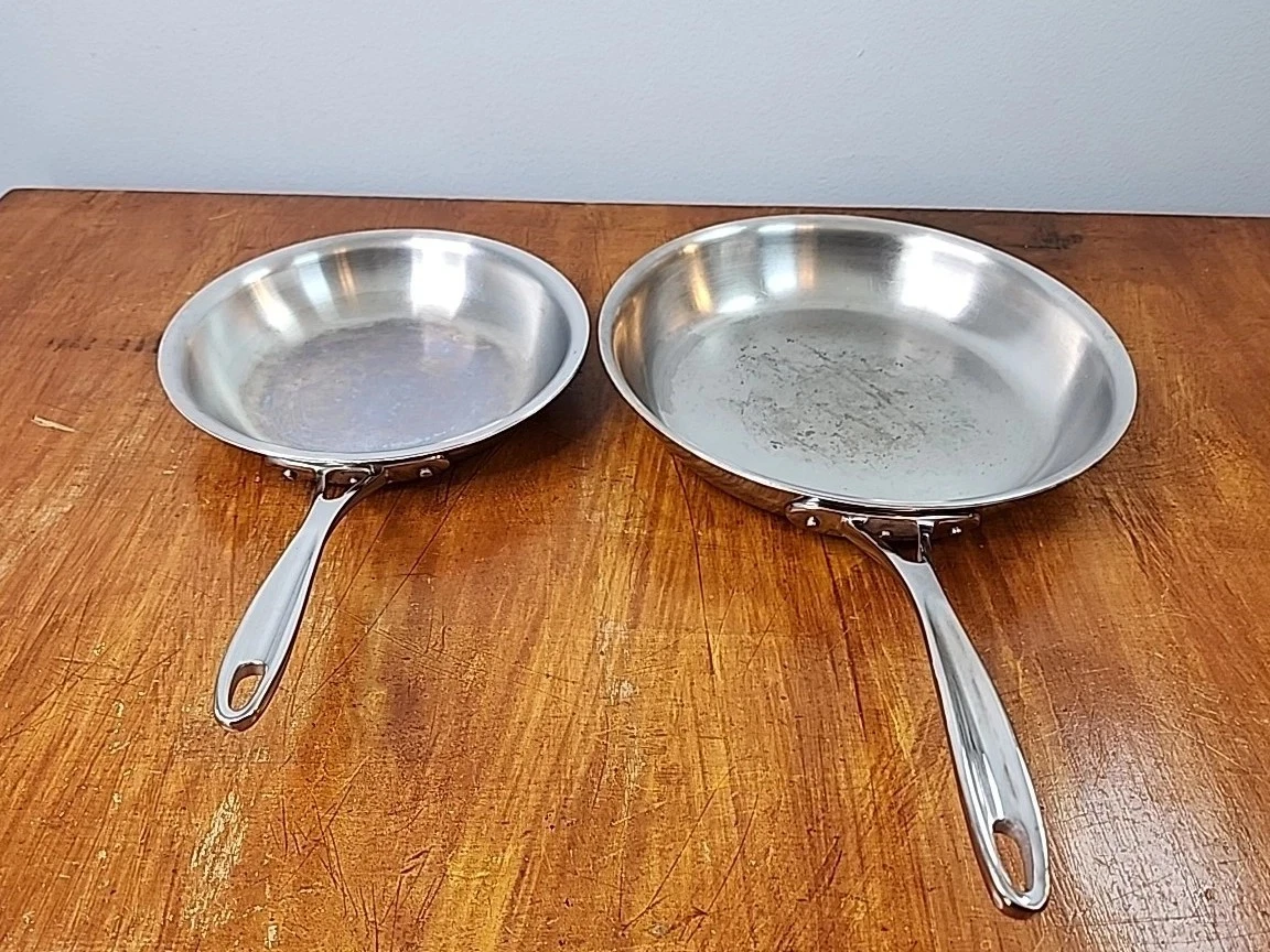 Calphalon Stainless Steel Skillet Set 10" & 8" Fry Pan 1388 1390 No Lids