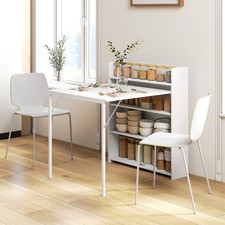 HOMCOM Esstisch Klappbar Küchentisch mit 4-stufigen Regalen für 3 Personen, Weiß