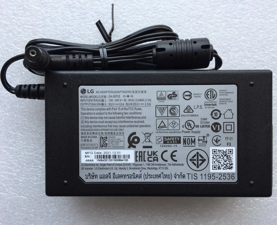 New Original OEM LG 25V 2A Cord/Charger SP8YA,SL8YG,SN8YG,SN7Y,SPD75A Sound Bar@ - Image 2 of 4