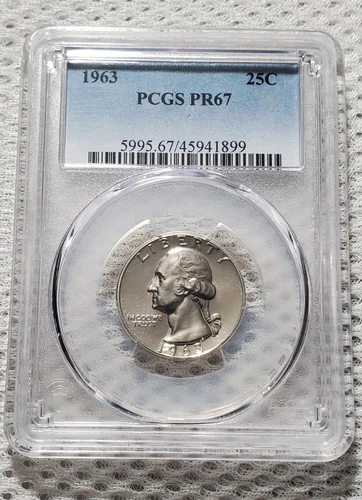 1963 Washington Quarter Silver Proof PCGS PR67 Blue Label, Nice