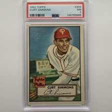 1952 Topps #203 Curt Simmons Rookie PSA 7 Philadelphia Phillies Baseball Card. rookie card picture