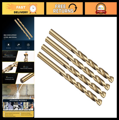 High-Speed Steel Cobalt Drill Bits 135° Gold Finish for Hard Metal - 4 Pack