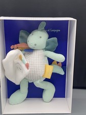 Doudou et Compagnie Paris Calinosaure Dino Plush Lovey Blanket Blue Box DC3939