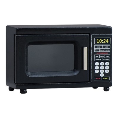 1/12 Scale Wooden Miniature Microwave Realistic Black Appliance For Dollhouses