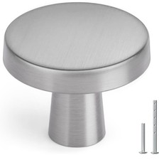 50 Pack Round Brushed Nickel Cabinet Knobs Drawer, Cupboard, With Hardware