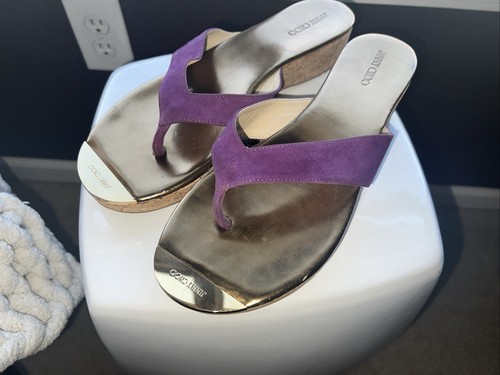 Jimmy Choo Womens Purple Suede Cork Wedge Sandals Size 42