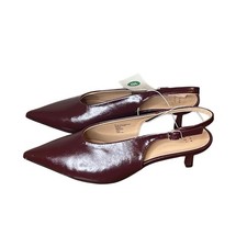 Women  s Samantha Sling Back Kitten Heels   A New Day Burgundy 10