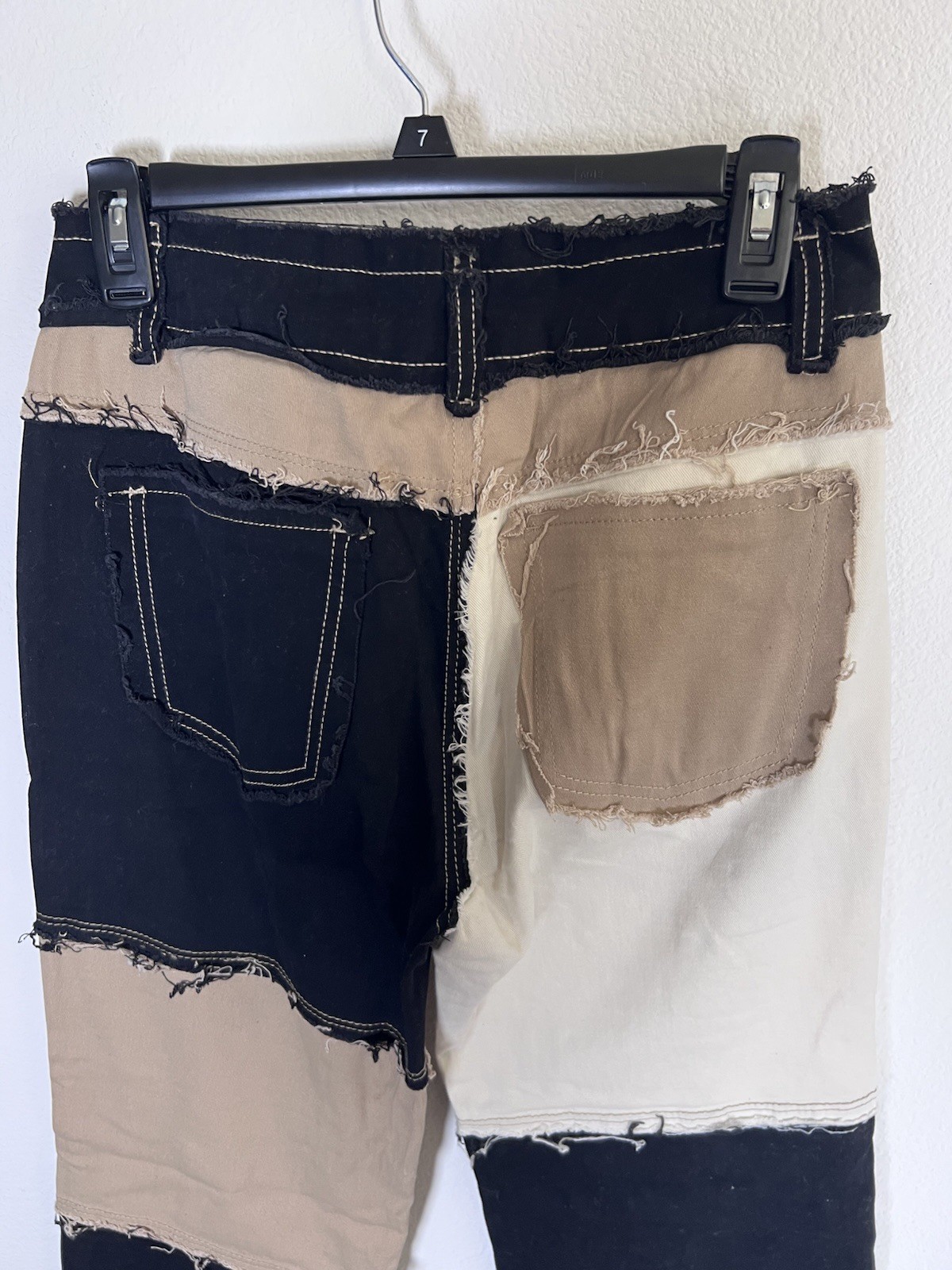 Colorblock Patchwork Distressed Frayed Jeans Size… - image 4