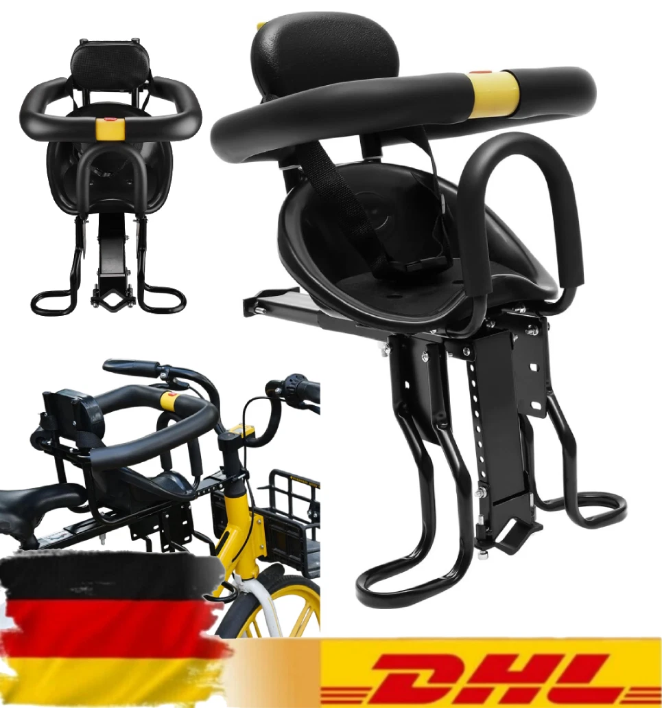 Acelectronic Fahrrad Kindersitz Vorne  Rahmensitz Mit Griff & Fusttze,  Schwarz Fahrrad Staender