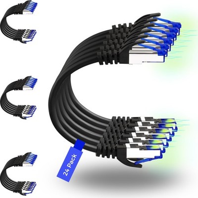 Rapink Patch Cables Cat8 2ft 24 Pack Slim, Cat8 Ethernet Patch Cable 40G