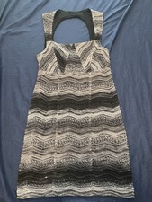 Free People Women's S Black Gray Striped Lace Sheath Dress Scoop Neck Lined