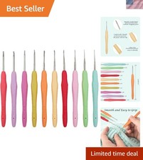 Lightweight 10-Size Crochet Hook Set with Rubber Grip for Perfect Lace Patterns