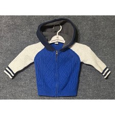 Baby Gap Toddler Boys Girls Blue Cable Knit Zip Hoodie Sweater 2T