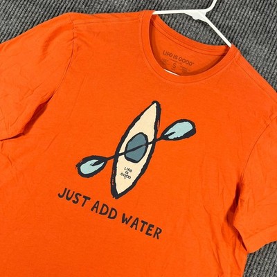 Life is Good Shirt Mens Small Orange Short Sleeve Crusher Lite Kayak Outdoor