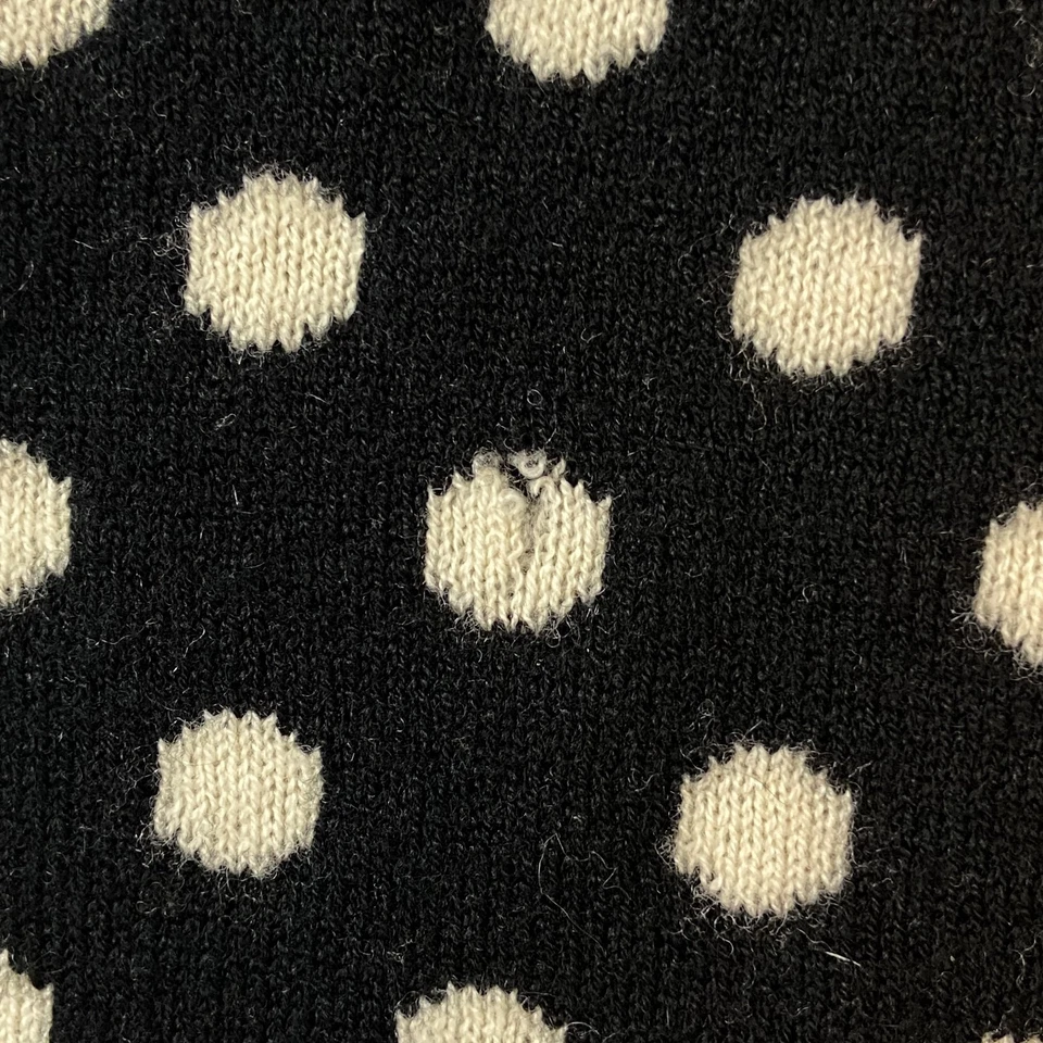 Vestido Kate Spade Joanie para mujer XL negro marfil lunares lana cachemir tejido Foto 3 de 4