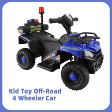 Dual Electric 6V Ride On Atv Police Car For Kid Toy Off-Road 4 Wheeler Car  