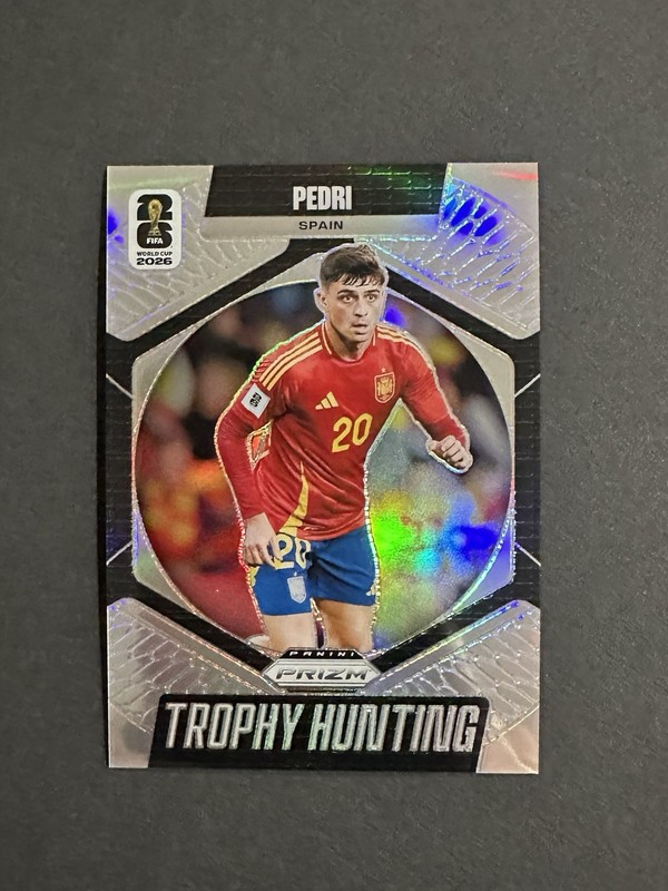 2026 Panini Prizm FIFA World Cup Pedri Silver Prizm Trophy Hunting No. 23 Spain