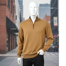 Cremieux Mens Long Sleeve XL Cotton Pullover with Elbow Pads Gold/Blue