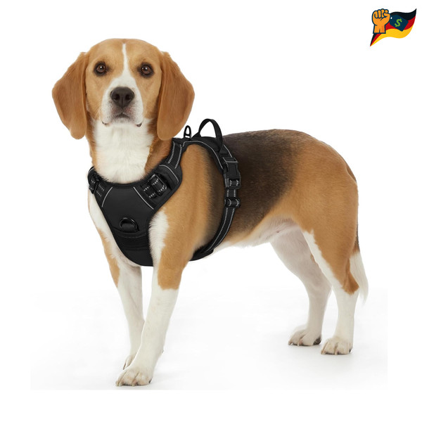 Hundegeschirr Schwarz S Anti Zug FüR Kleine Hunde Verstellbar Reflexstreifen-image