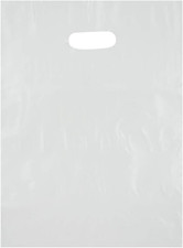 12x15 White Die Cut Handle Plastic Shopping Bags 100/cs