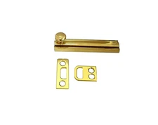 QCAA Solid Brass Surface Bolt, 3", Polished Brass, 1 Pack