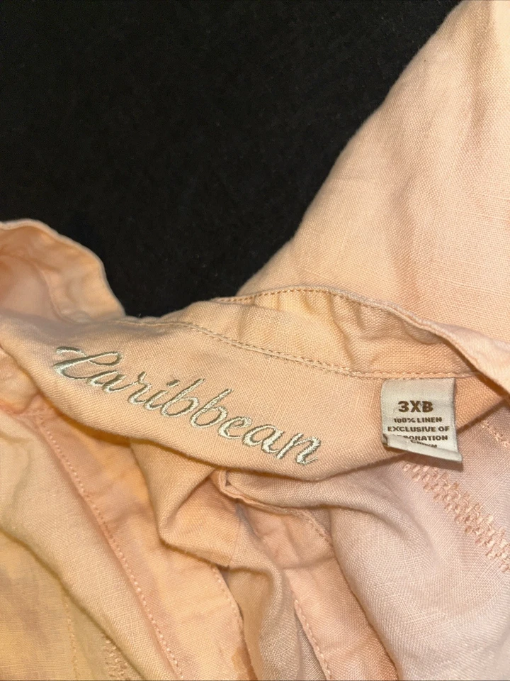 加勒比衬衫男式 3XB 100% 亚麻 Aloha Riviera 旅行休闲 L.L. 豆子 — 第 4/4 张图片