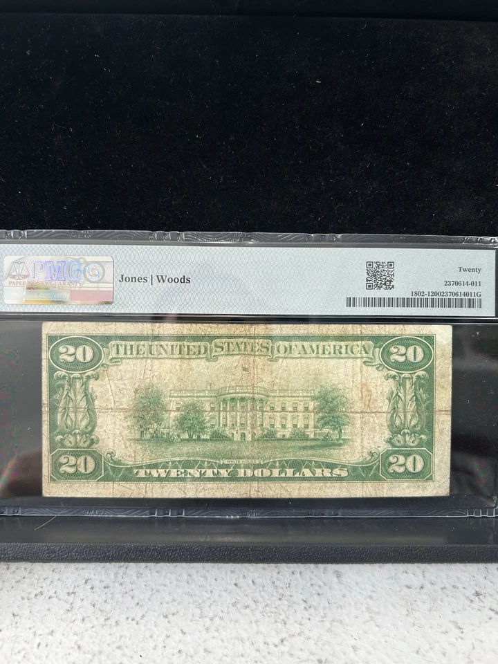 SASA 1929 St John’s National Bank Michigan $20 Pmg Vf20 Low Serial Number 9 - Image 2 of 2