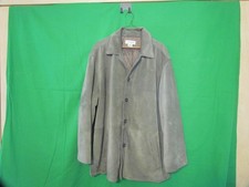Vintage J.Crew Suede Leather Mens Size XL Coat Jacket Button Up Heavy Lined Gray
