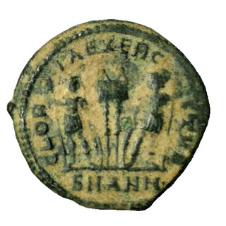 ANCIENT AE ROMAN COIN GLORIA CONSTATINE II ANTIOCH 8 OFF. (SMANH) 2.4 GR 18 CM