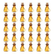 30 Pcs Small Tilted Heart Mini Glass Bottles Jars with Cork Stopper, Champagne