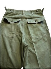 Vtg US Army OG 107 Type 1 Pants 60s Button Fly Cinch Waist 31X31 1st Pattern