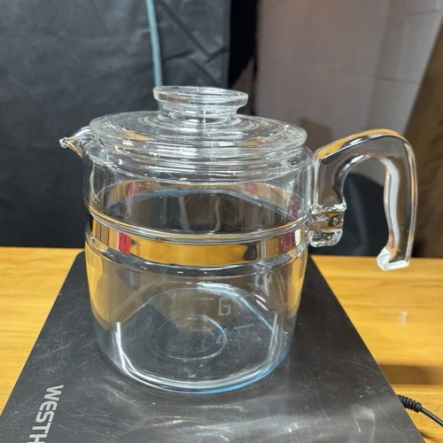 Vintage Pyrex Flameware Glass Percolator 6 Cup 7756 Coffee POT & LID ONLY USA