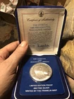 1985 Limited Edition Proof .999 Silver 1 Troy Oz,Regan Inaugural Medal.with Pape