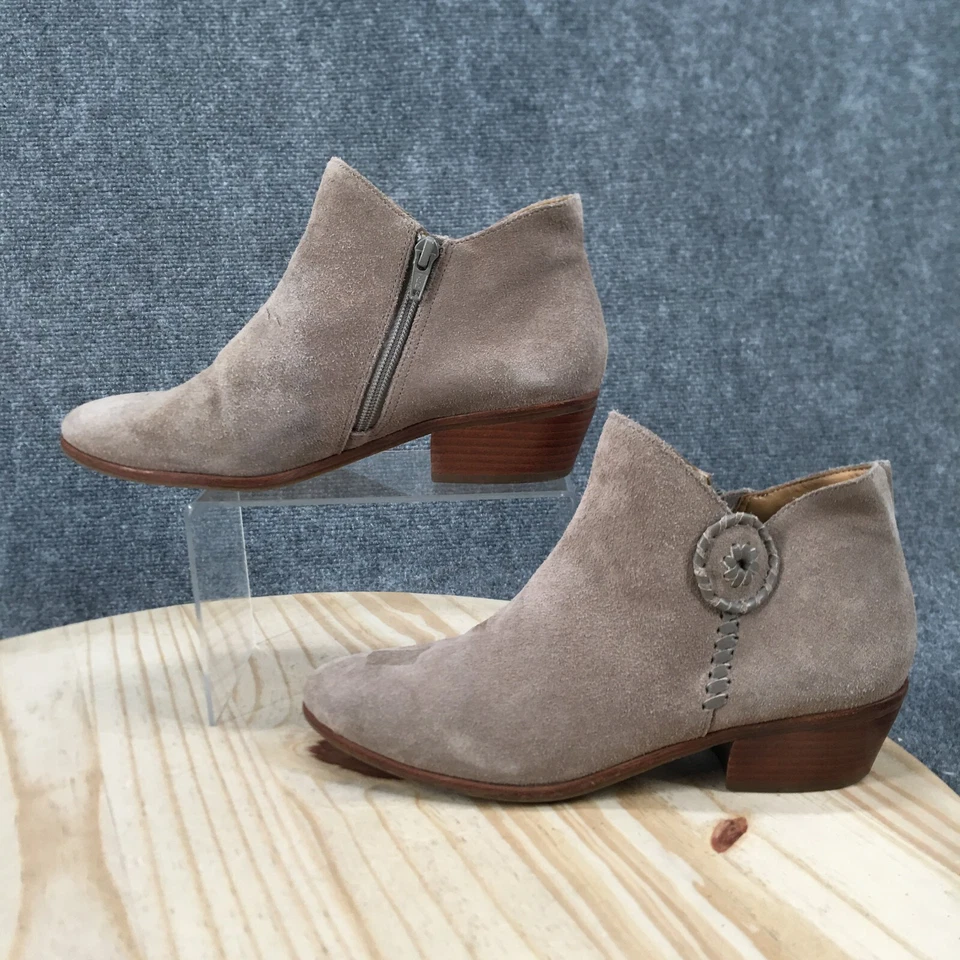Jack Rogers Botas Mujer 9 M Peyton Cremallera Lateral Botín Tobillo Taupe Gamuza Tacones Foto 2 de 4