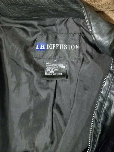 I.B. Diffusion Size M Black Faux Leather Full Zip Jacket - Picture 4 of 5