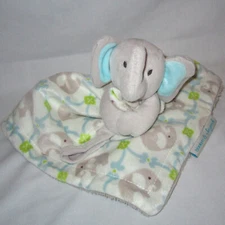 Blankets & Beyond Gray Elephant Pacifier Holder Lovey Plush Security Blanket