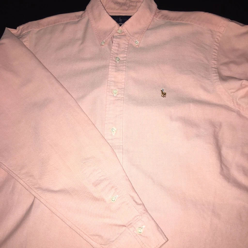 Peach polo button best sale down