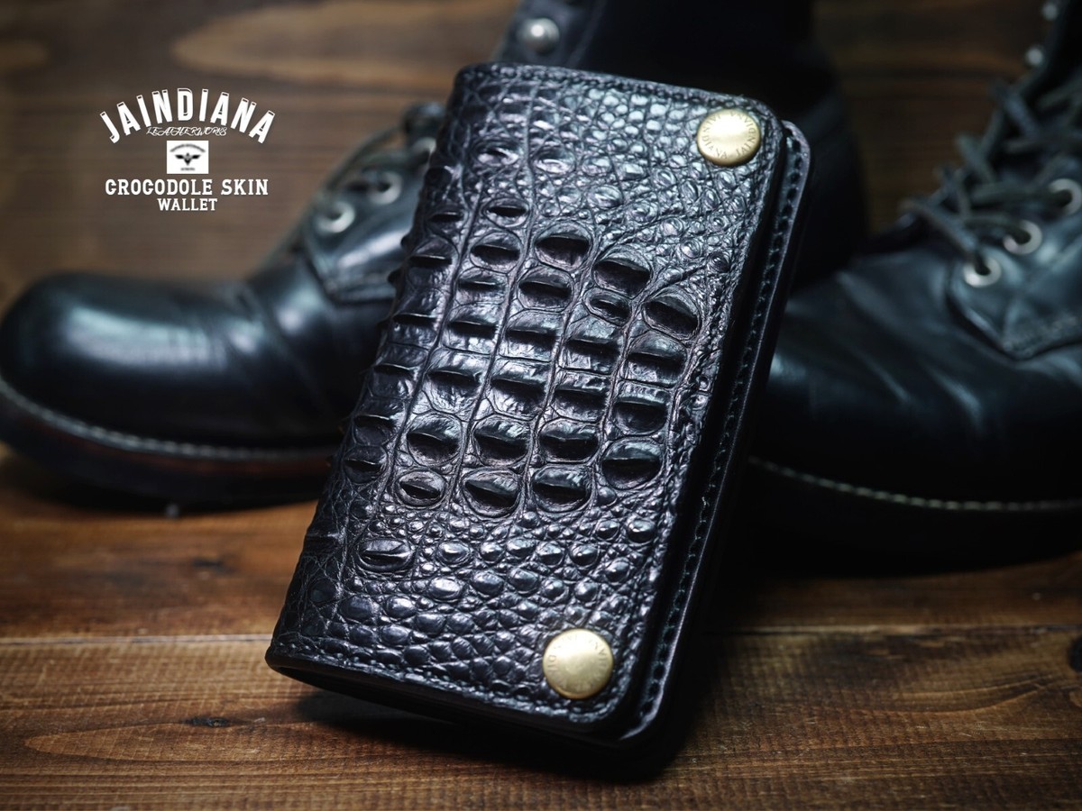 Crocodile Skin Tracker Wallet / Hand Sewing Hand Made/ Tochigi