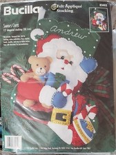 Santas Gifts Teddy Bear Bucilla Felt Applique Christmas Stocking Embroidery Kit