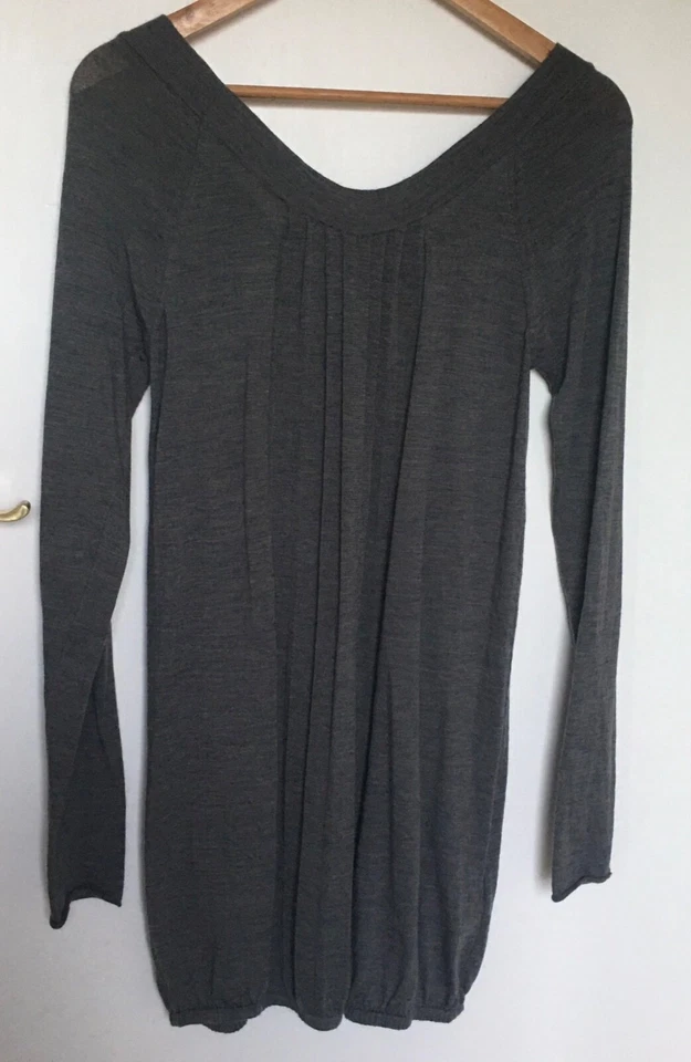 Mini vestido camisero gris 100 % lana manga larga Miu Miu para mujer Foto 4 de 4
