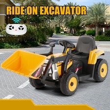 12V Electric Ride On Excavator Digger 3 Speeds Bluetooth Music Light w/RC Yellow