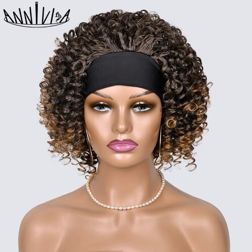 Afro Kinky Curly Headband Wig Short Hair Wigs For Black  display picture 3