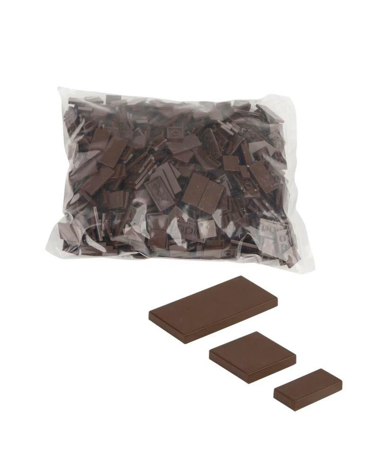 CMC 90 Klemmbausteine Fliesen Tile 1x2 - 2x2 - 2x4 Noppen Kacheln Fliese Dunkelbraun