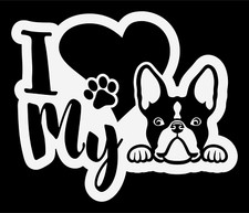 I Heart My Boston Terrier Dog Decal Car SUV Truck Window Wall Tablet Laptop 4x4
