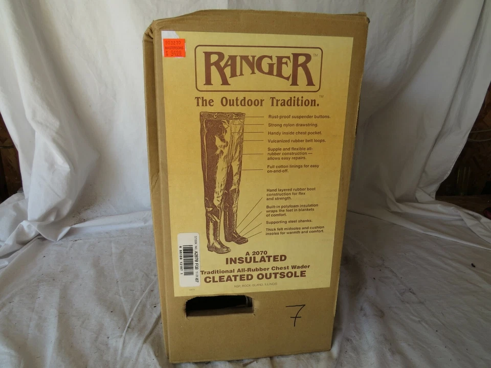 Ranger Bluecat Insulated Traditional All Rubber Chest Wader, Size 7, A2070 Green - Image 2 of 3