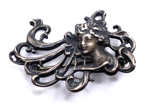 Vtg. Sterling Silver brooch, beautiful Art Nouvea… - image 1